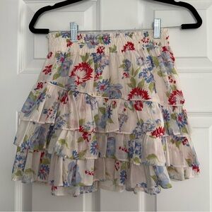 LOVESHACKFANCY. Floral Ruffle Skirt - Multicolor. Size XS